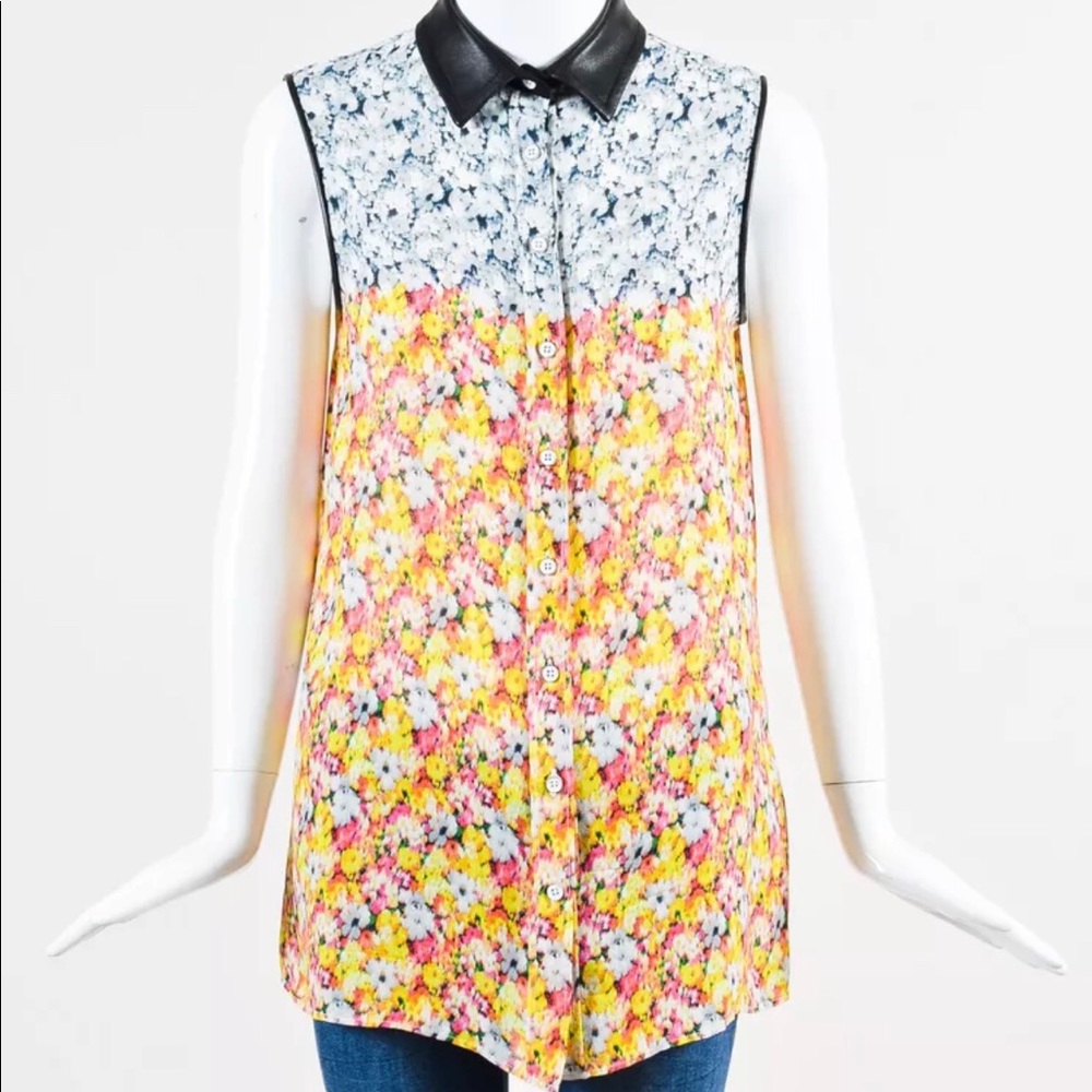 Yigal Azrouel Leather Trim Printed Top